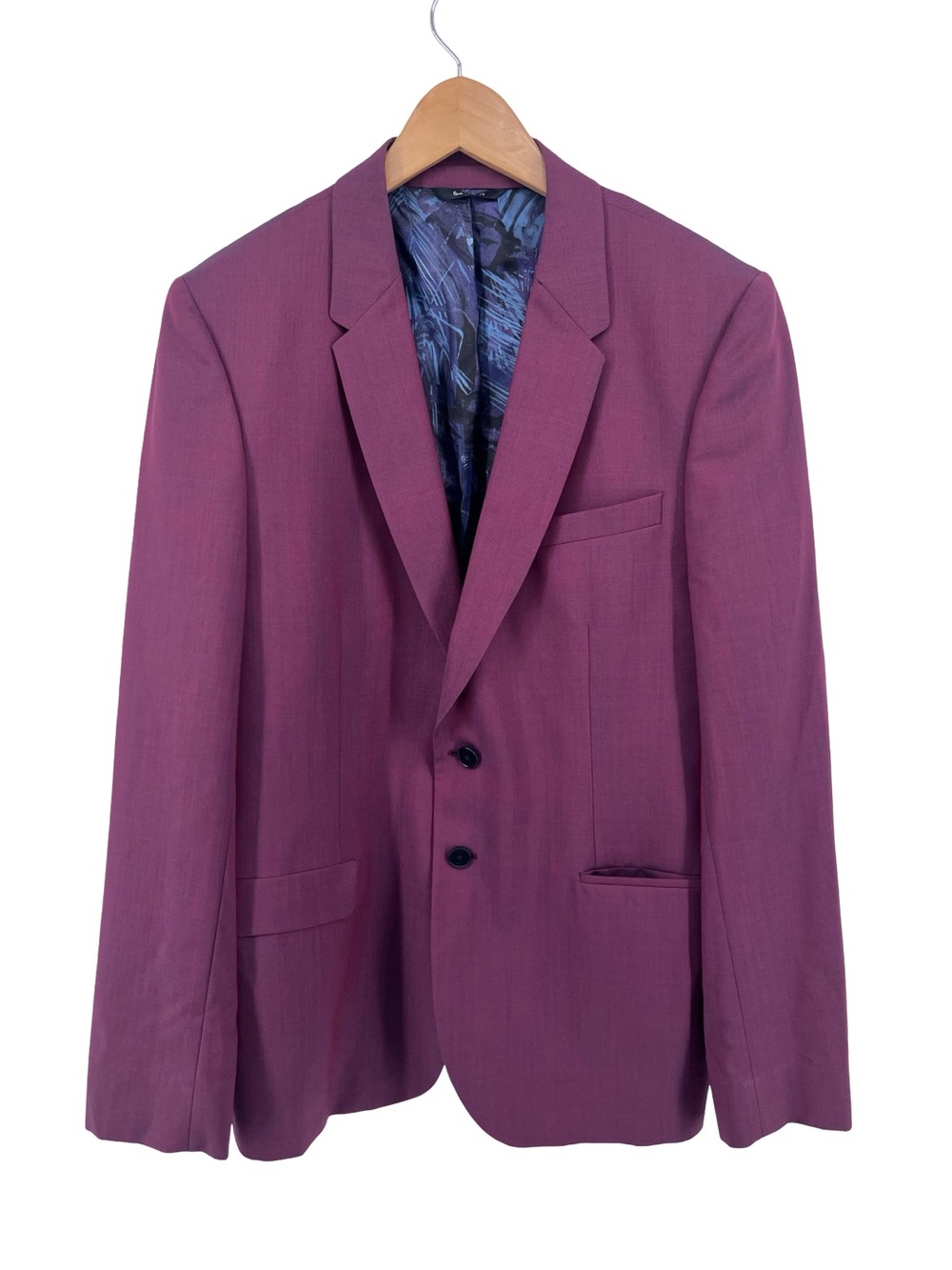 Paul Smith Burgundy Wool Mohair Blazer 44 54 Blue Sheen Lined Jacket